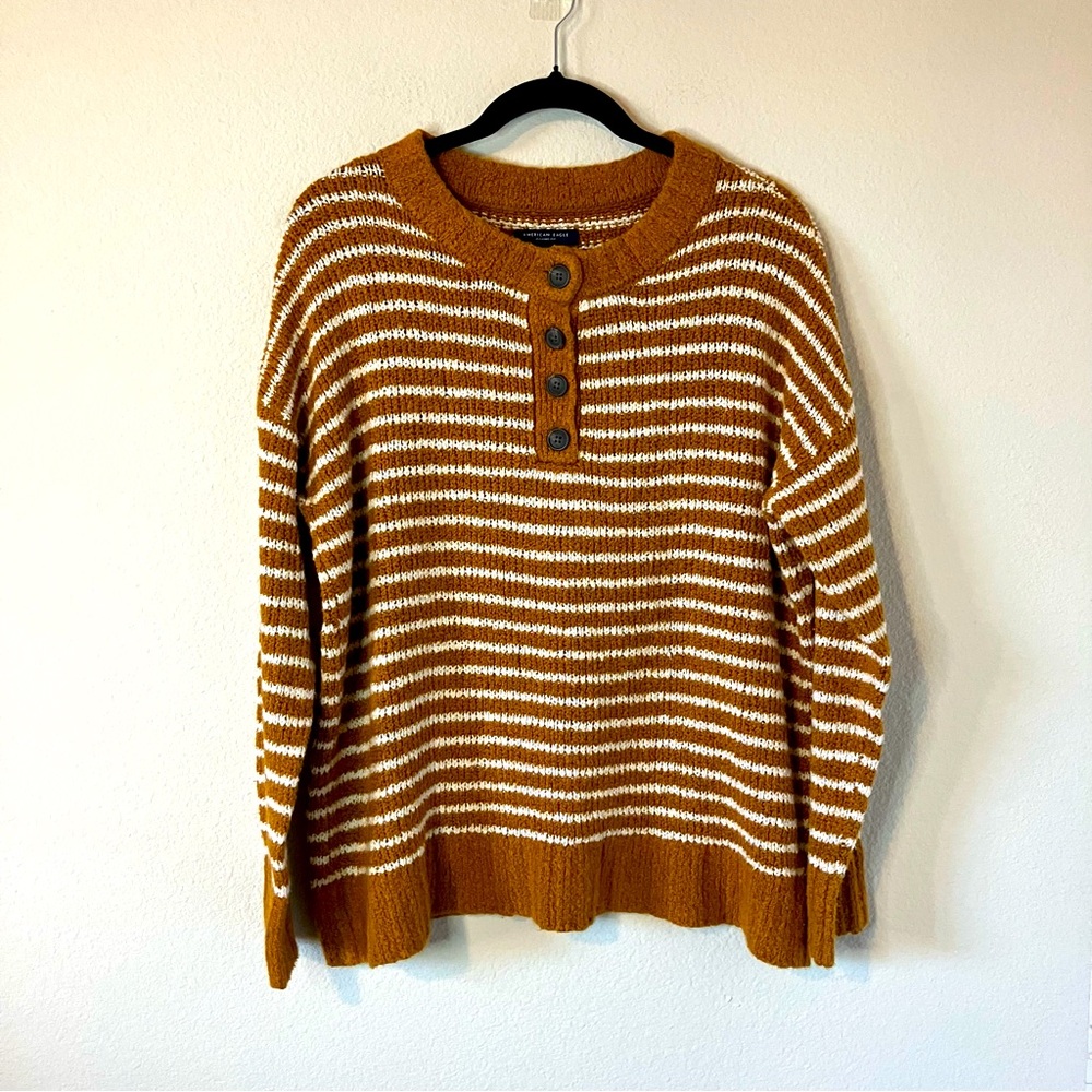 American Eagle Henley Stripped Pullover Sweater - image 3